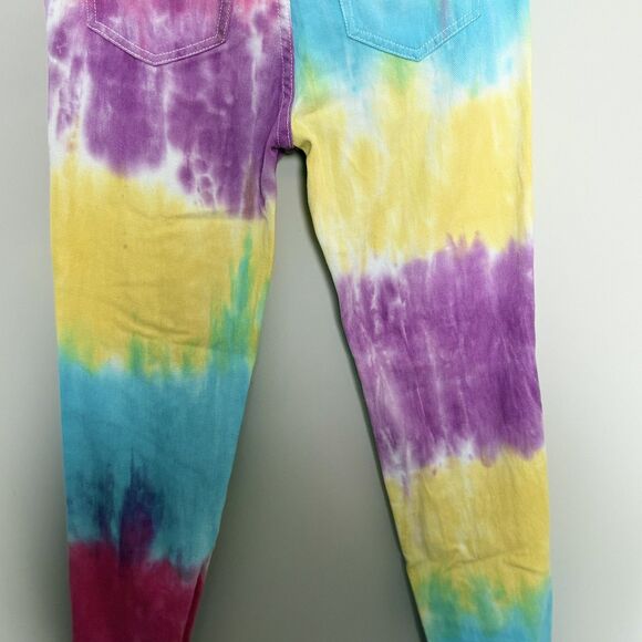 NWT AMERICAN BAZI Unicorn Jeans S Sliced Tie Dye Rainbow Pride JoJo stage club - Picture 10 of 16